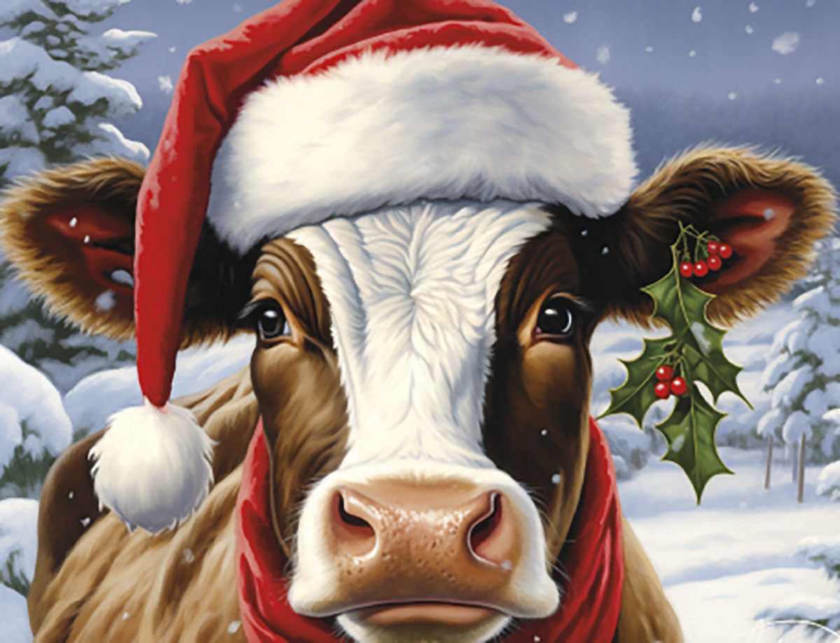 Cow Wearing Santa Hat Christmas Boxed Notelets