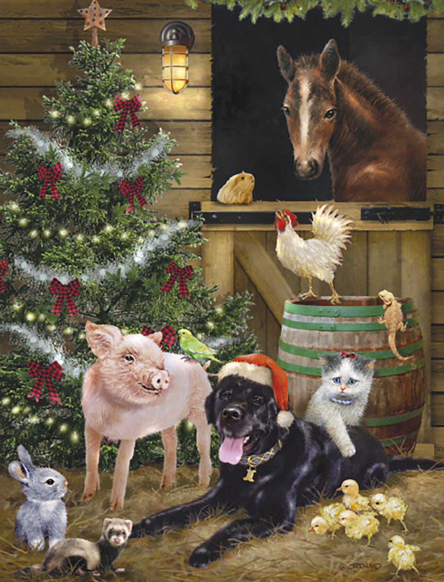 Farm Animals in Barn Christmas Boxed Notelets