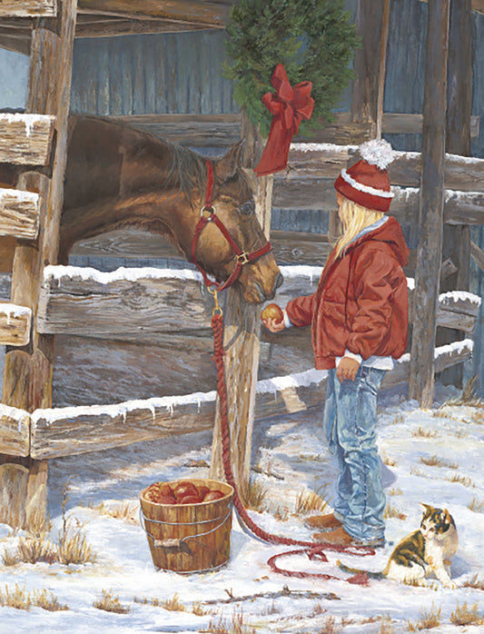 Girl Feeding Apple to a Horse Christmas Boxed Notelets