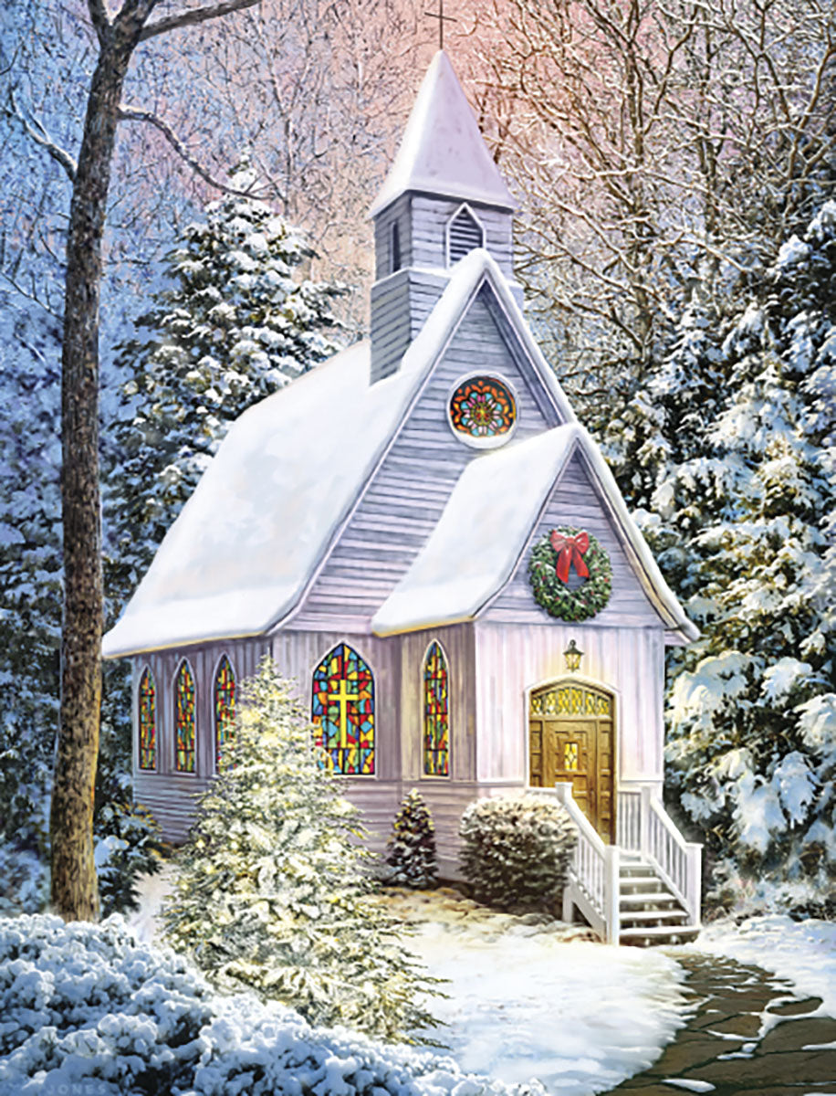 White Country Church in the Snow Christmas Boxed Notelets