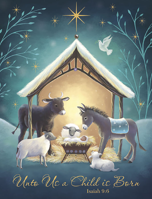 Jesus in Manger with Animals Christmas Boxed Notelets