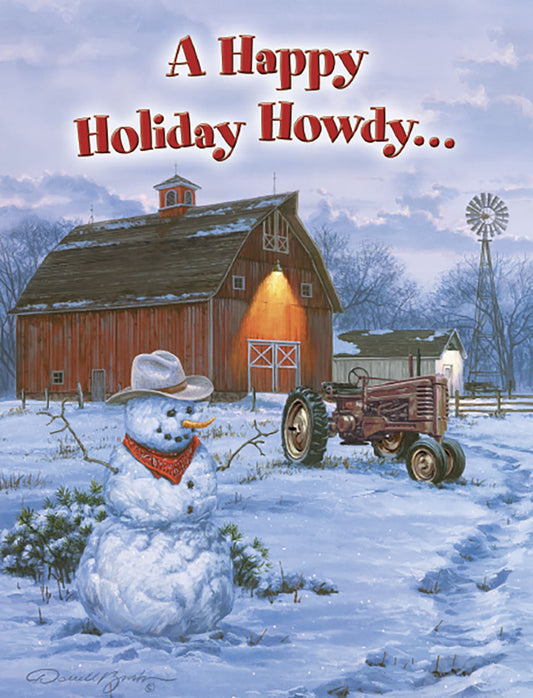 Snowman with Tractor and Barn Christmas Boxed Notelets