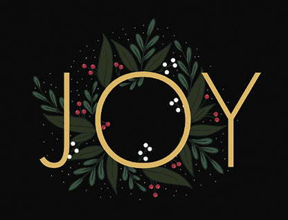 JOY with Wreath on Black Christmas Boxed Notelets