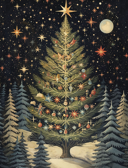 Christms Tree in Starry Night Christmas Boxed Notelets