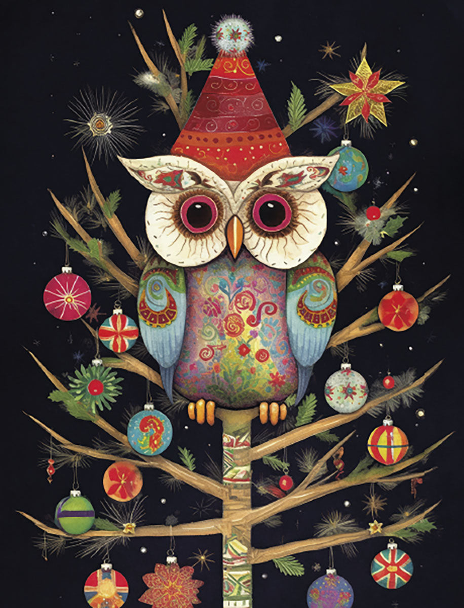 Owl with Santa Hat Christmas Boxed Notelets