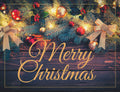Festive greeting card set featuring pine boughs, twinkling lights, red and gold ornaments, and a 'Merry Christmas' message, ideal for holiday wishes.