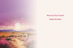 Open religious birthday card for a friend, showing a desert landscape continuation and the heartfelt message 'Bless your big 'ol heart! Happy Birthday' inside.