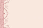 Inside of a lighthearted friendship greeting card, showcasing a pale pink textured background with elegant decorative swirls and a star motif on the left, offering ample blank space for a personalized message.