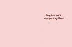 Inside of a humorous friendship card, showing a blank pink background with cursive text 'Dang purr-oud to have you in my Posse!'.