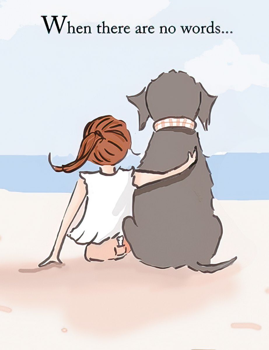 Girl with Arm Around Dog on Beach Encouragement Card