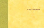 Inside of a heartfelt thank you card with '...so very, very much' text on a soft yellow background, elegant green border.