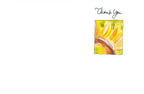 Inside view of a gratitude greeting card with 'Thank You' script and a subtle watercolor sunflower accent.