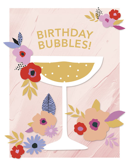 Birthday Bubbles and Flowers Birthday Card