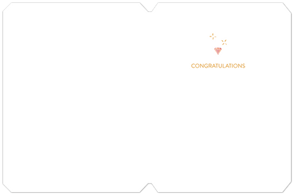 Inside of wedding card with 'CONGRATULATIONS' and a small sparkling diamond graphic.