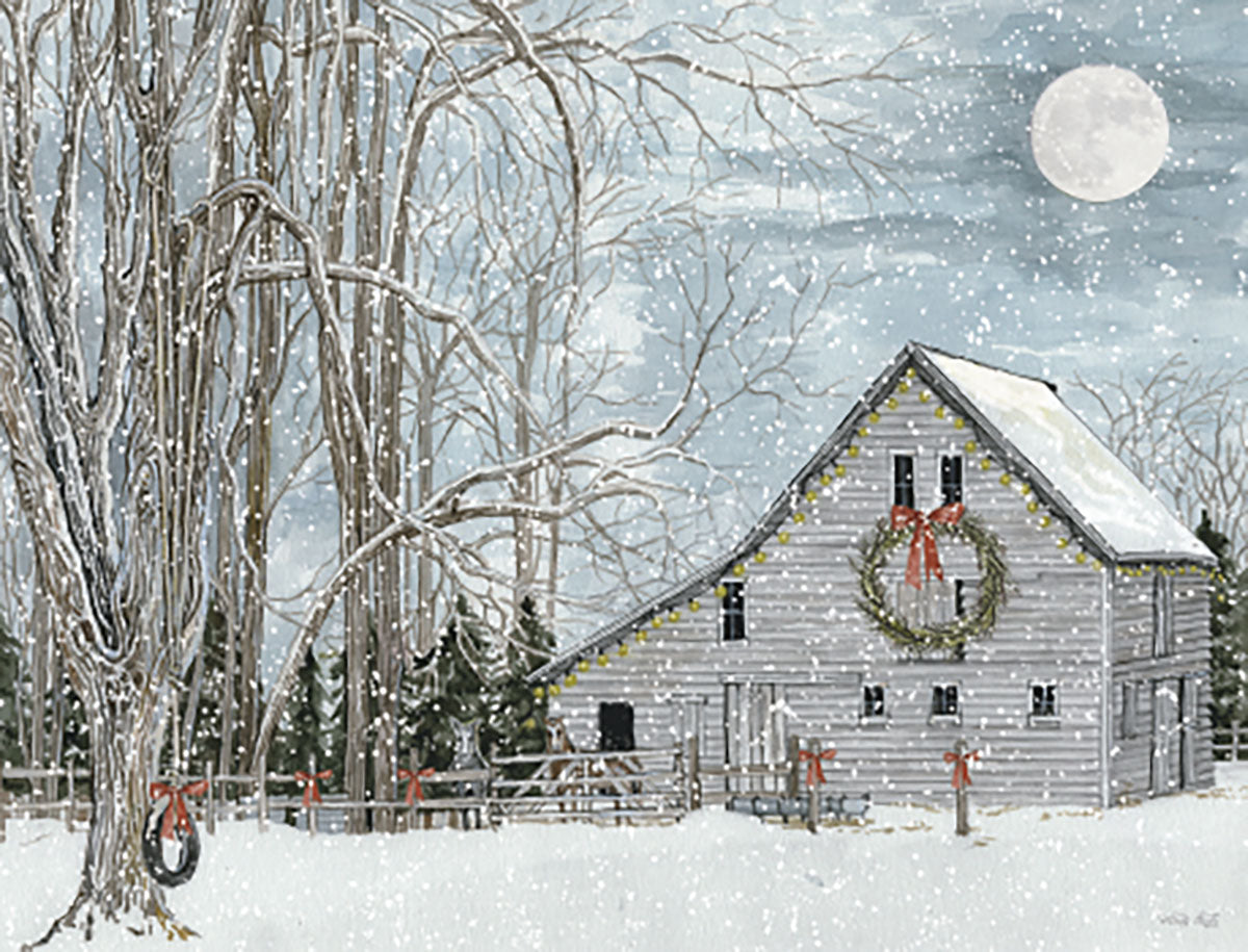 White Barn in the Snow Christmas Boxed Notelets