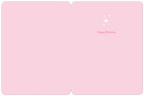 Inside of a light pink celebratory card with small sparkling accents and 'Happy Birthday' printed in a subtle script, ready for a personal message.