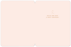 Inside view of a light pink greeting card with minimal design. Gold text on the right side reads 'RELAX AND HAVE A HAPPY BIRTHDAY!'