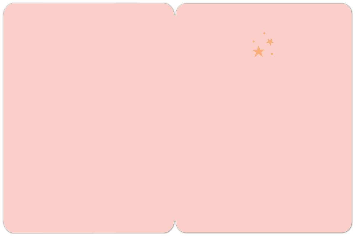 Inside view of a blank, light pink greeting card with subtle gold star and speckle accents, ready for a personalized message for any special occasion.