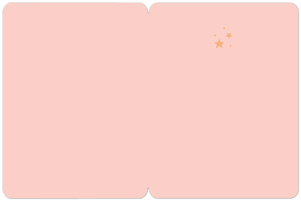 Inside view of a blank, light pink greeting card with subtle gold star and speckle accents, ready for a personalized message for any special occasion.