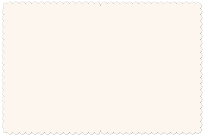 Inside view of a blank greeting card, featuring a simple, clean cream-colored interior with a scalloped edge.