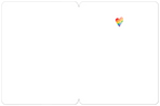 Interior view of the blank white greeting card, revealing a small matching watercolor rainbow heart detail in the top right corner, ready for a personalized message.