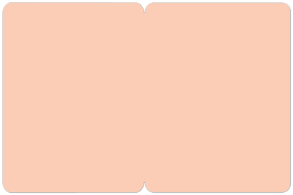 Blank inside of a peach colored greeting card with rounded corners, ready for a personal message.
