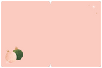 Blank inside of a light pink holiday card, adorned with subtle gold and green decorative ornaments, ready for a personalized message.