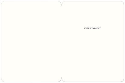 Inside of the sympathy card, blank cream surface with 'WITH SYMPATHY' text on the right side.