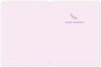 Inside view of an Easter greeting card, showing a light pink background with the text 'EASTER BLESSINGS' in a delicate font, accompanied by a small floral sprig, leaving ample space for a handwritten message.
