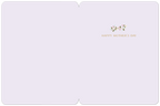 Inside view of the Mother's Day greeting card, showing a blank light purple interior with a small, delicate floral sprig and the text 'HAPPY MOTHER'S DAY' at the top right.