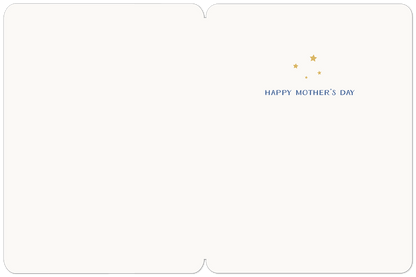 Inside of Mother's Day card, blank with small gold stars and 'HAPPY MOTHER'S DAY' printed on the right.