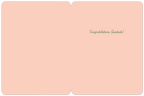 Interior of an encouraging graduation card, displaying a soft peach-colored blank space on the left and subtle green script text 'Congratulations. Graduate!' on the right panel.