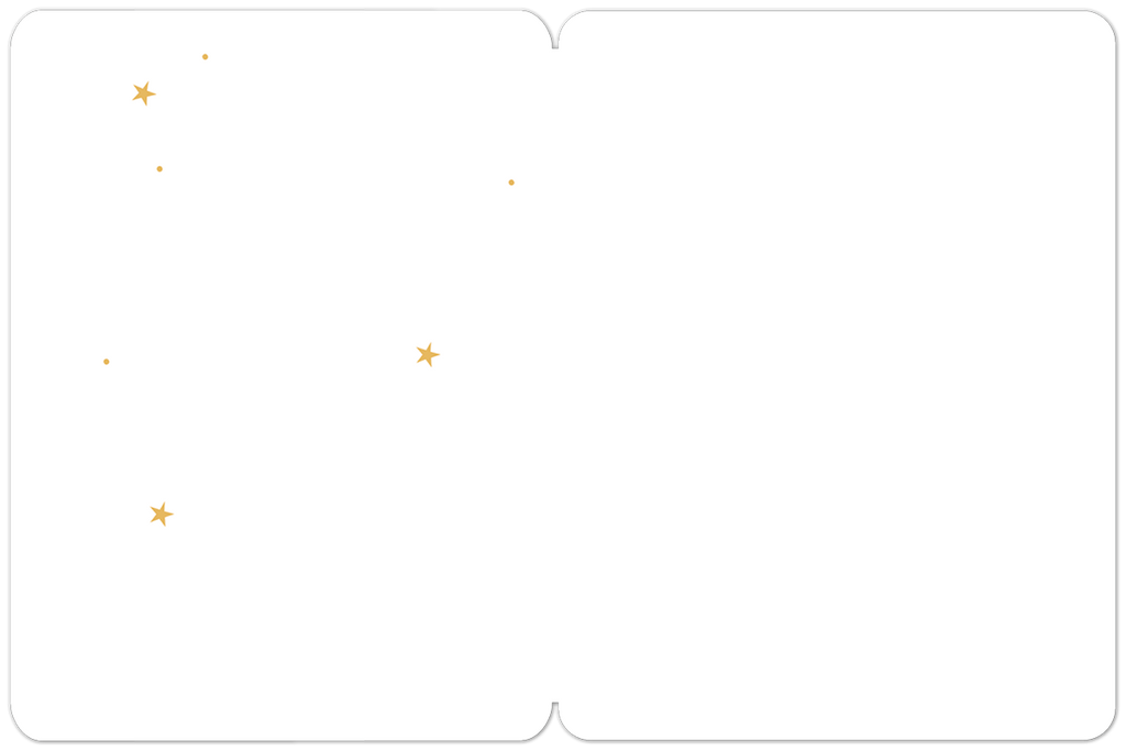 Inside of a blank white graduation greeting card, with minimal gold star accents, offering ample space for a personalized, heartfelt message.