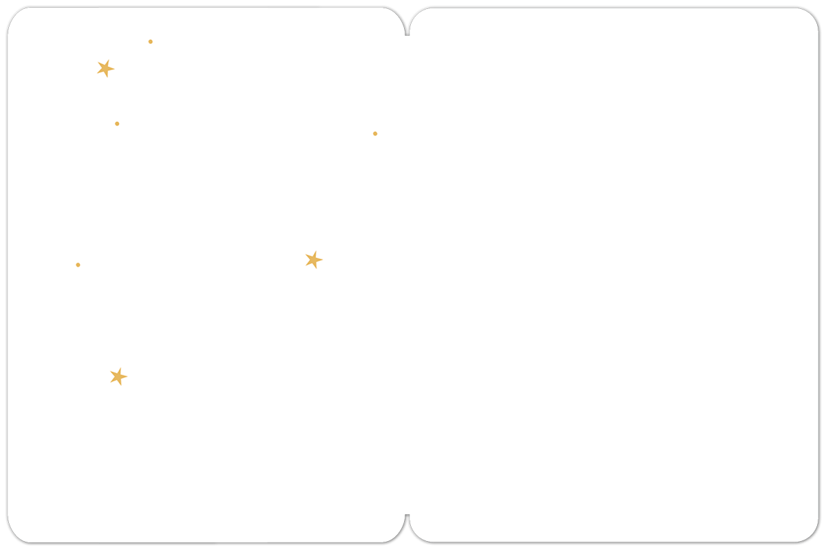 Inside of a blank white graduation greeting card, with minimal gold star accents, offering ample space for a personalized, heartfelt message.