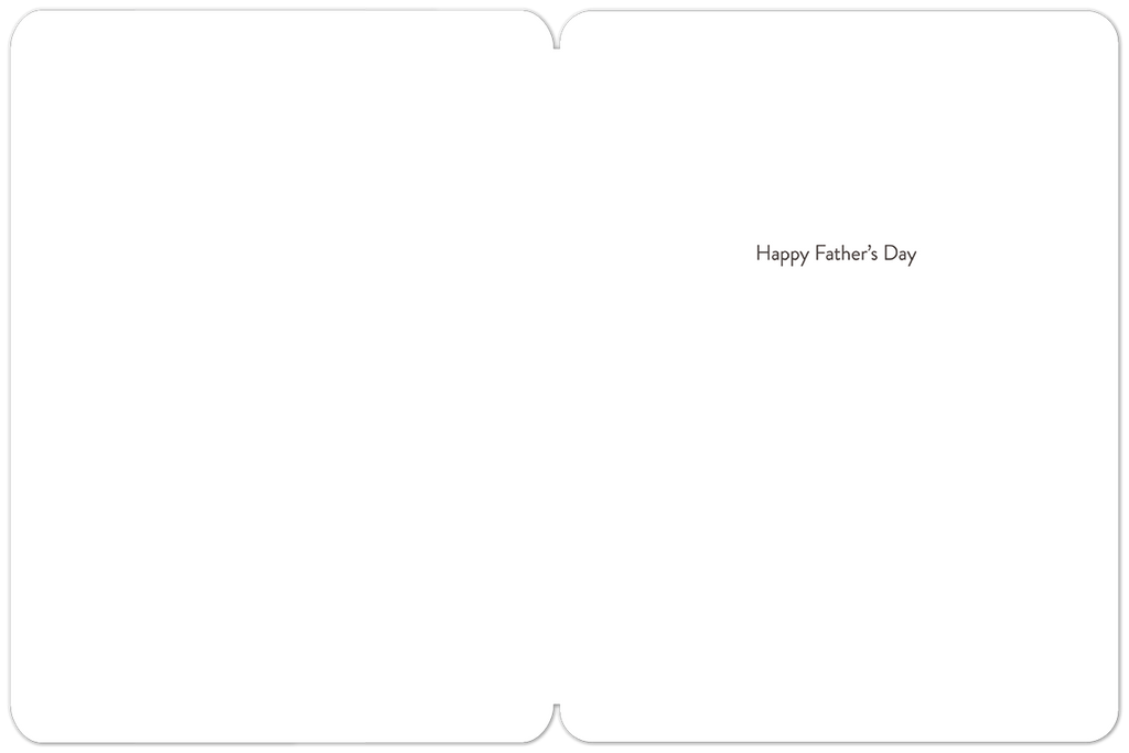 Open Father's Day greeting card with a blank white interior on the left and the message 'Happy Father's Day' printed on the right side, offering ample space for a personalized, heartfelt message.