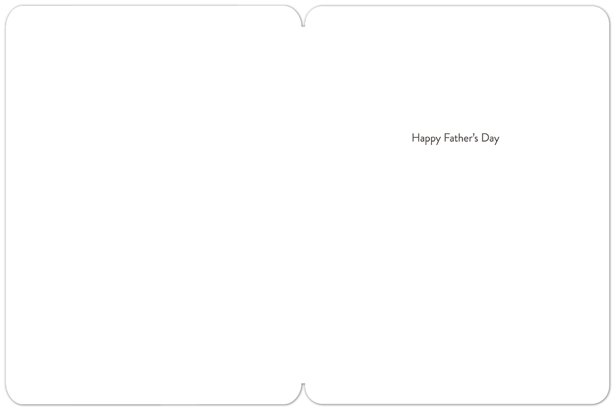 Open Father's Day greeting card with a blank white interior on the left and the message 'Happy Father's Day' printed on the right side, offering ample space for a personalized, heartfelt message.