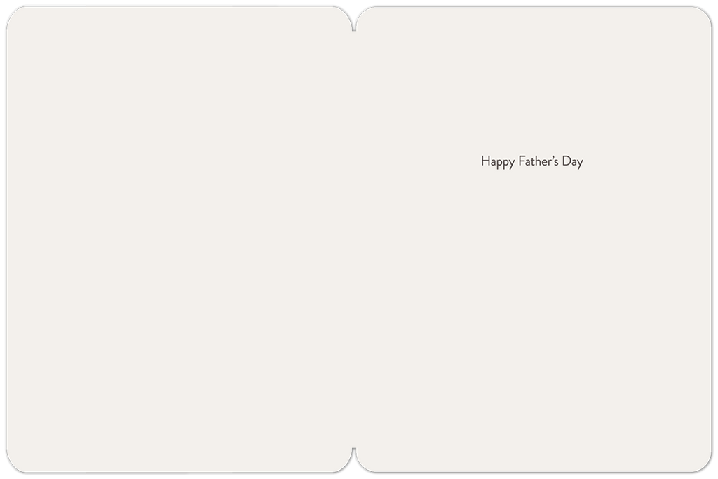 Inside view of an open, cream-colored greeting card for a father, showing a clean interior with the simple black text "Happy Father's Day" positioned on the right panel.