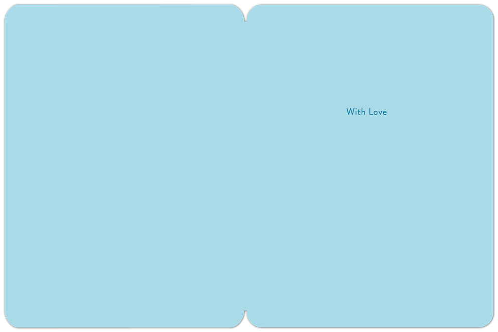 Inside of a Father's Day greeting card, pale blue with the simple message 'With Love' in the upper right corner, ready for a personalized message.