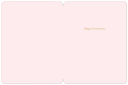 Open anniversary card with a soft pink interior, revealing a subtle gold 'Happy Anniversary' message printed on the right side, ready for a personalized sentiment.