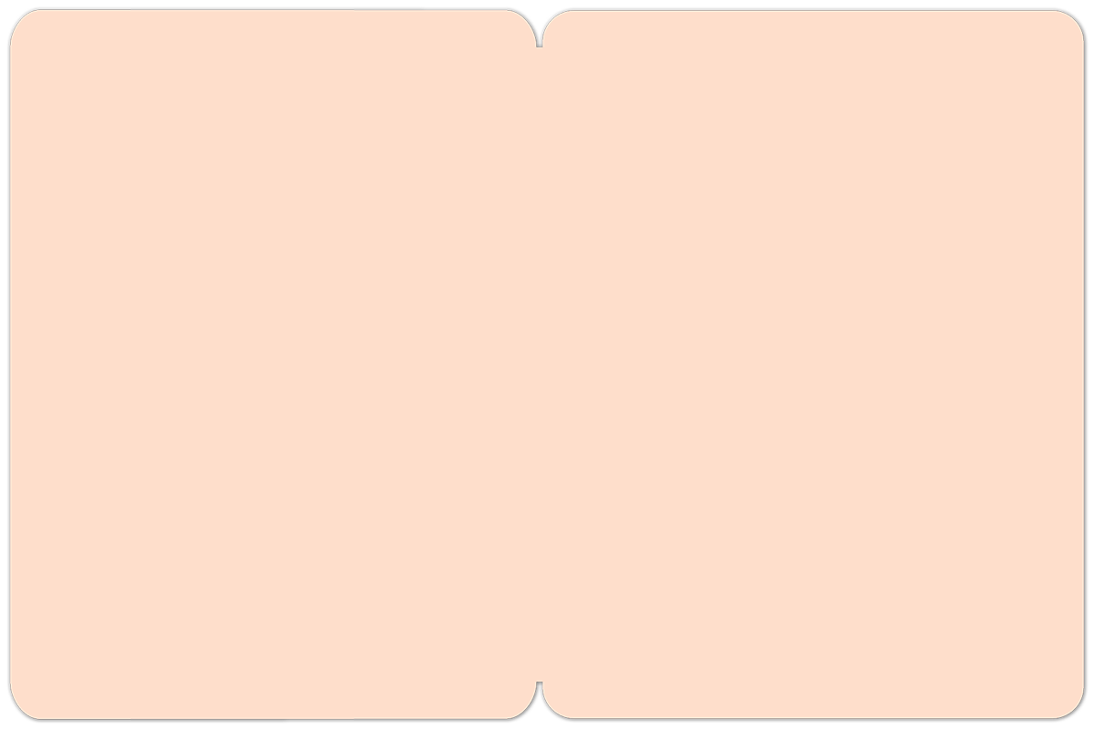 Inside view of an open blank greeting card with a simple peach-colored interior, ready for a personal message.
