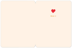 Inside view of a heartfelt greeting card, displaying a simple yet powerful message. On the upper right side, a small, vibrant red heart is printed above the words "MEAN IT" in a clean, sans-serif font. The rest of the card's interior is blank, providing ample space for a personal, handwritten message to a beloved spouse.
