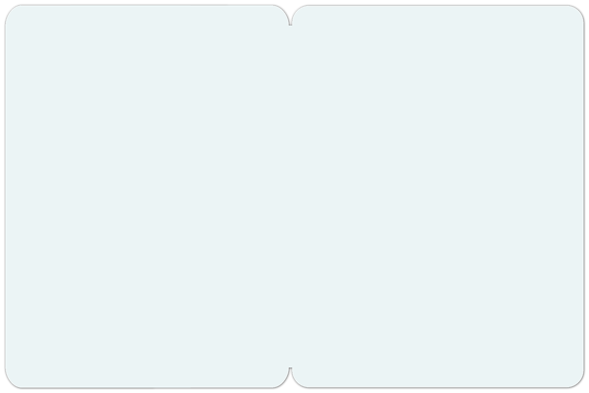 Blank interior of a greeting card with rounded edges, featuring a very light blue tint on the inside panels.