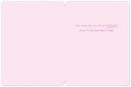 Inside view of the pink Valentine's Day greeting card, showing a simple light pink background with the romantic and punny message in elegant script: 'YOU MAKE MY HEART GO VROOM! HAPPY VALENTINE'S DAY'.
