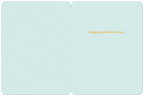 Inside of a light blue Galentine's Day greeting card with a subtle wavy pattern, featuring the orange text 'happy galentine's day'.