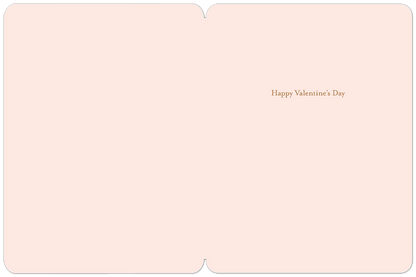 Inside a blush pink Valentine's Day card with the message 'Happy Valentine's Day' in elegant brown script.