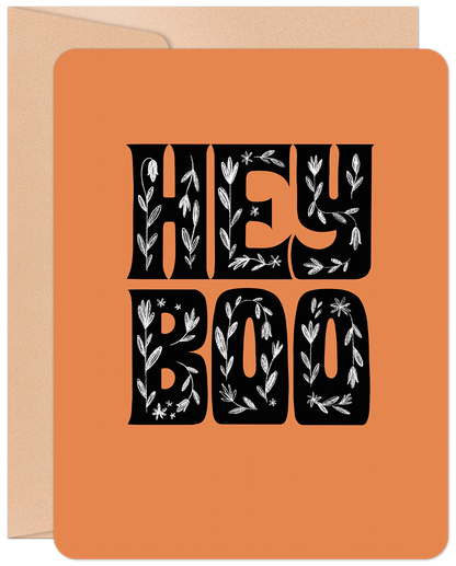 Hey Boo Halloween Greeting Card - Festive & Fun Holiday Card | Lighthearted Halloween Greeting Card