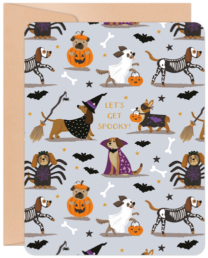 Let's Get Spooky! Cute Dogs Halloween Greeting Card | Cute Halloween Greeting Card