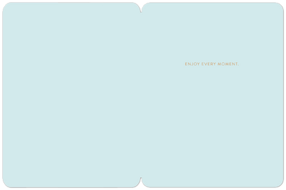 Inside of a Happy Fallidays greeting card with a light blue background and 'Enjoy Every Moment' text.