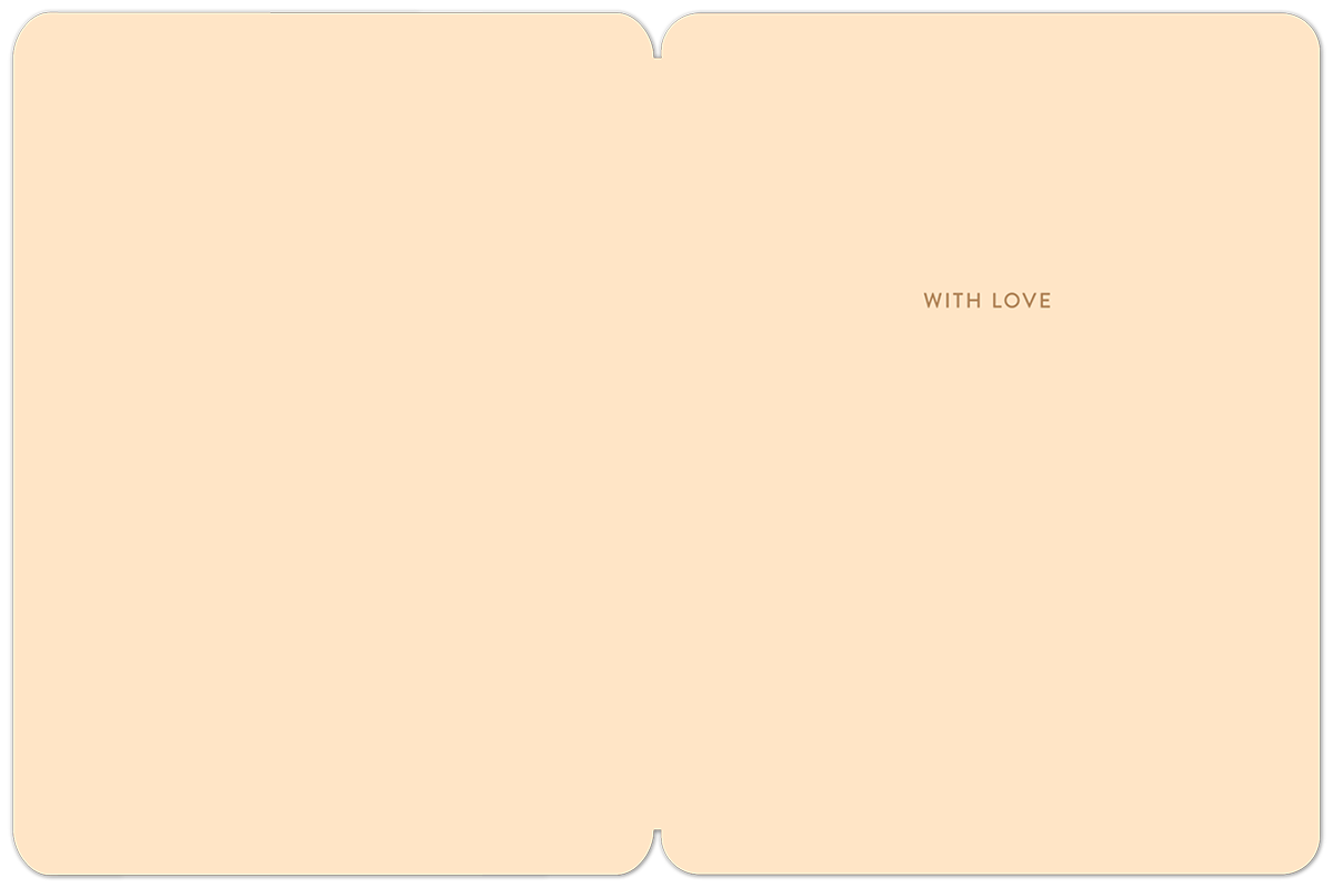 Inside of a simple, light peach Thanksgiving greeting card with the message 'WITH LOVE' printed on the right panel.