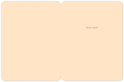 Inside of a simple, light peach Thanksgiving greeting card with the message 'WITH LOVE' printed on the right panel.